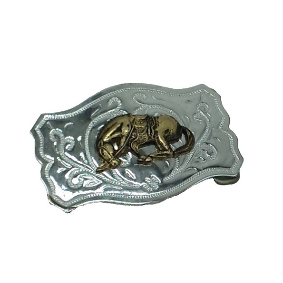 Vintage Bucking Bronco Rodeo Western Cowboy Metal Belt Buckle - Picture 1 of 3